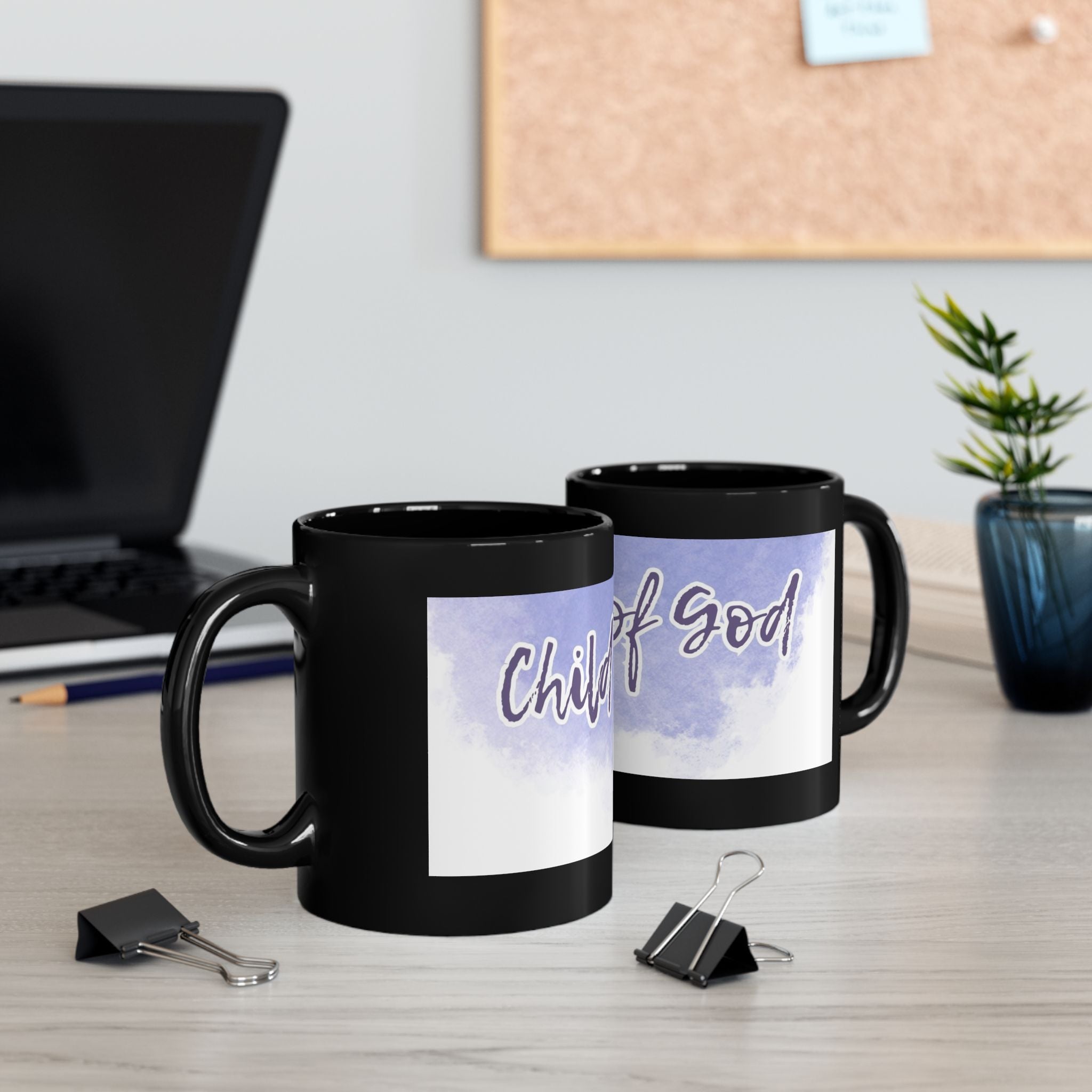 Child of God Black Ceramic Mug — Inspirational Religious Coffee Cup (11oz/15oz)